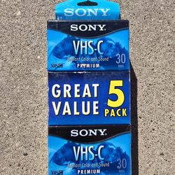 NEW Sony VHS-C 5 Pack Of Cassettes 