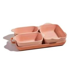 Our Place Bakeware Set | 5-Piece Nonstick, Toxin-Free, Ceramic, Cast Aluminum Set w/Oven Pan, Bakers, & Oven Mat | Space-Saving Nesting Design | Oven-