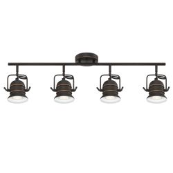 Westinghouse 6116800 Boswell Vintage-Style Four-Light Indoor Track Light Kit, Oil Rubbed Bronze Finish with Highlights,Metal Shade