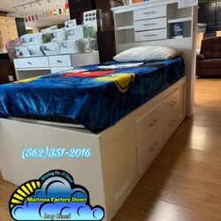 Twin Storage Bed New With Mattress Drawers 