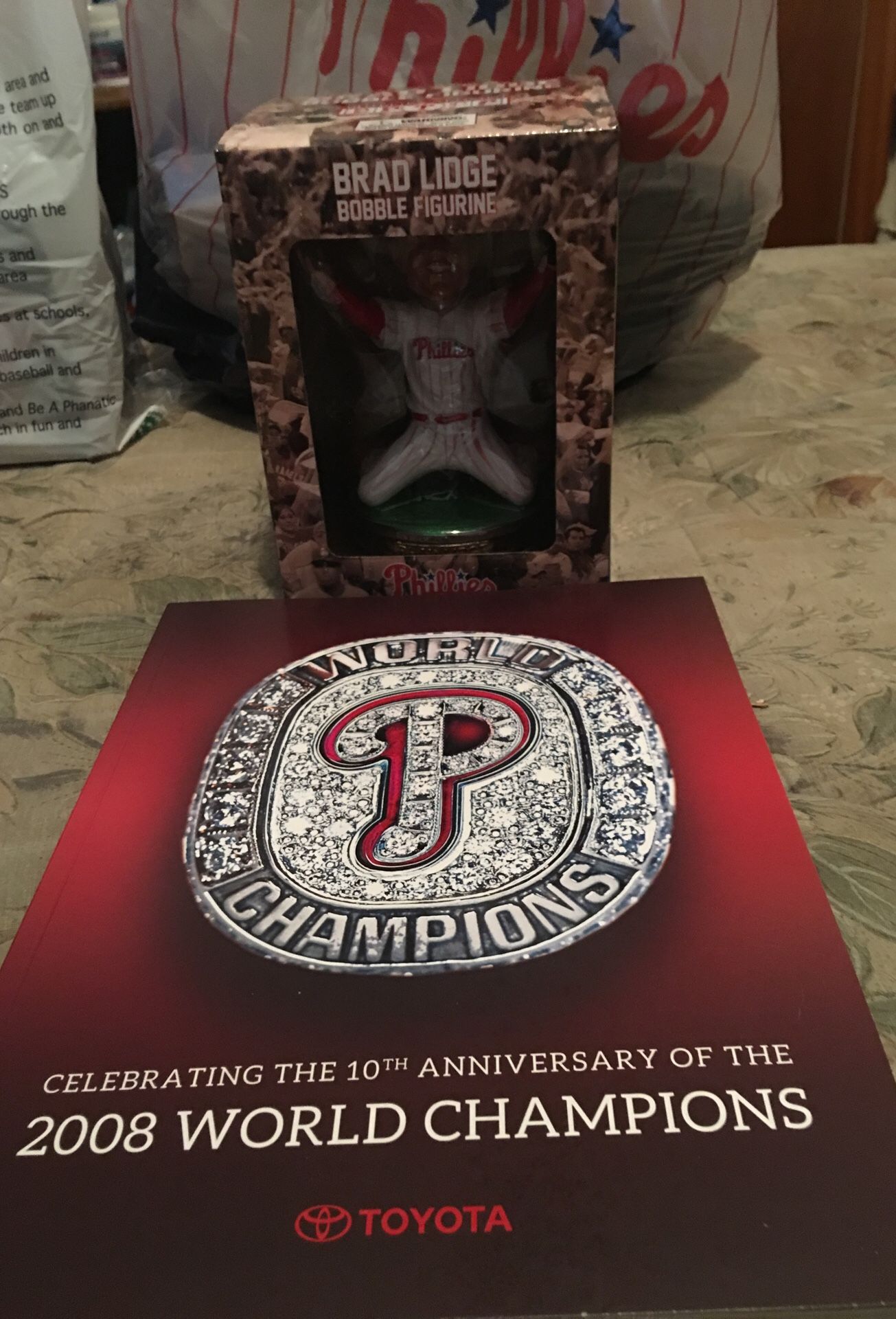 Phillies 10 yr World Series anniversary bobblehead and team book