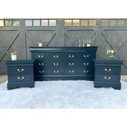 Gorgeous Refinished Navy Dresser Set