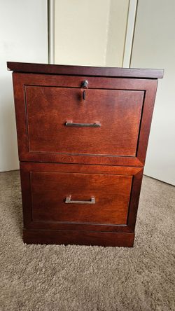 2 Drawer Wood Filing Cabinet with Keys