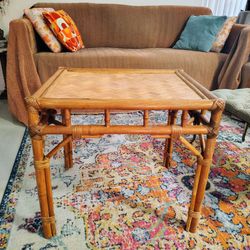 1970s Italian Burnt Bamboo & rattan End Table Kendall area