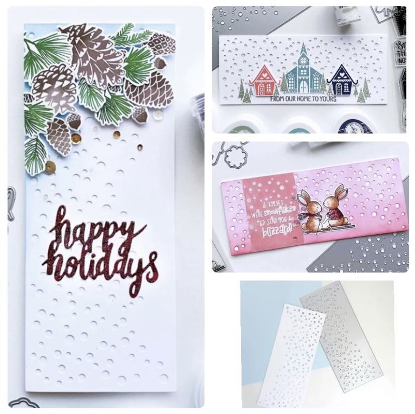 LARGE Snow Card Front Plate Die & Embossing