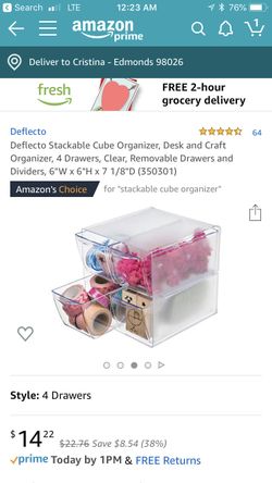 Deflecto Stackable Cube Craft Organizer