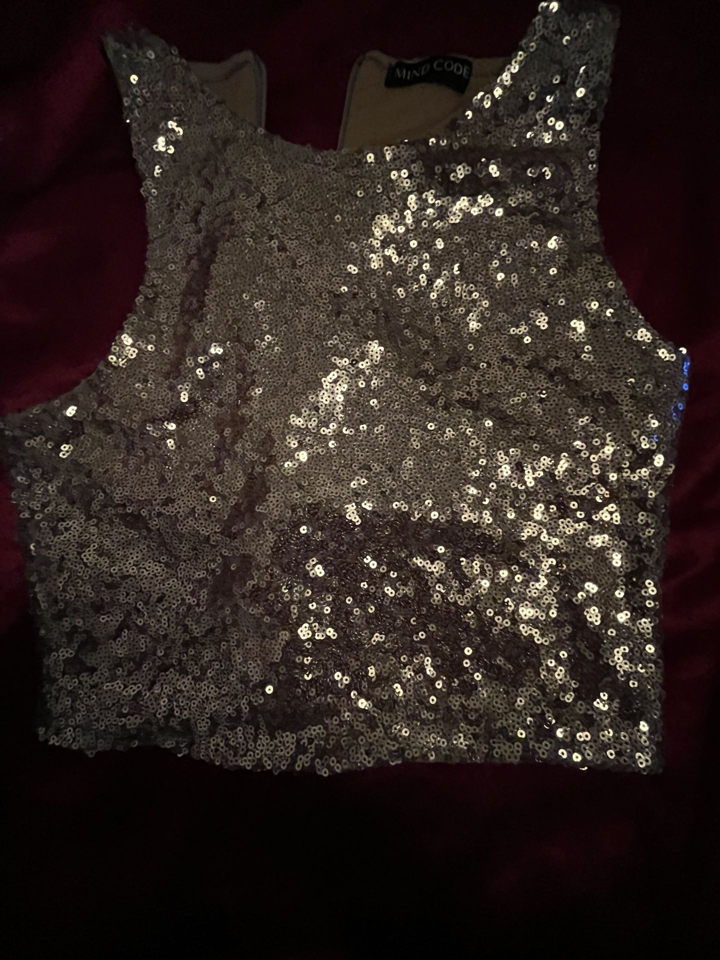 Cropped Sequin Tank Top