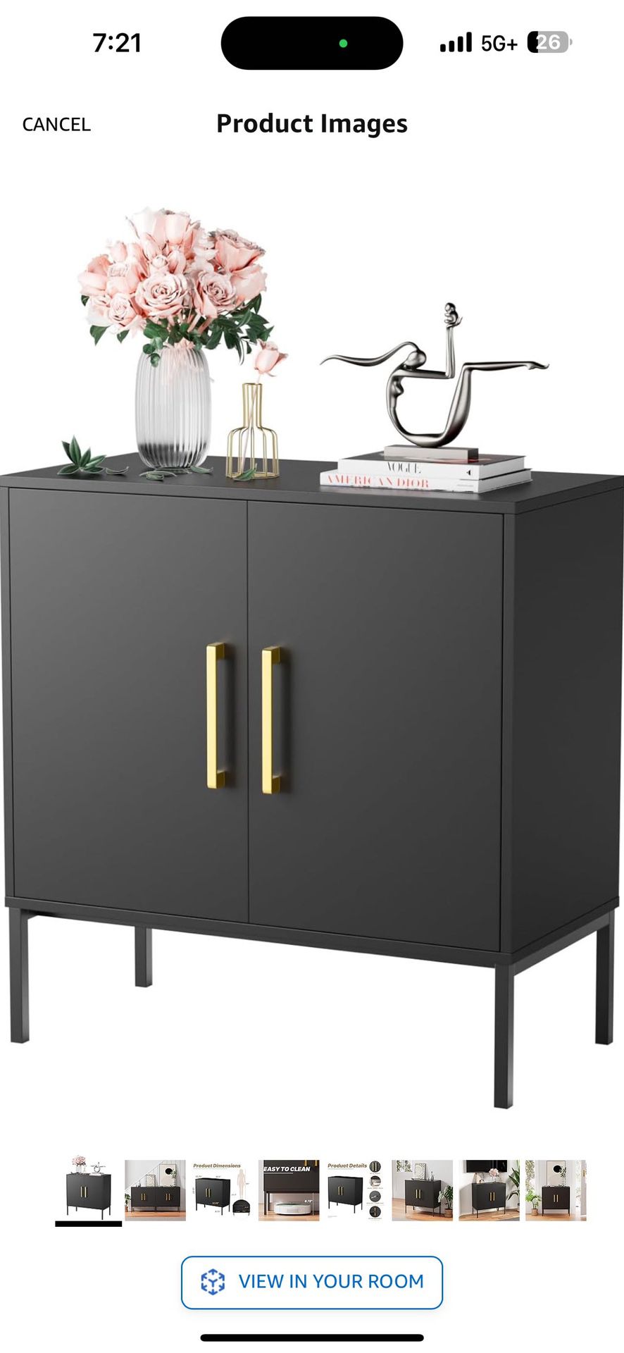  Storage Cabinet with Doors and Shelves, Free Standing Office Cabinet, Modern Wood Buffet Sideboard for Kitchen, Living Room, Bedroom, Hallway, Black