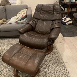 Ekornes Stressless Leather Recliner Chair Small Reno Model Brown