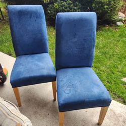 Free blue suede dining chairs