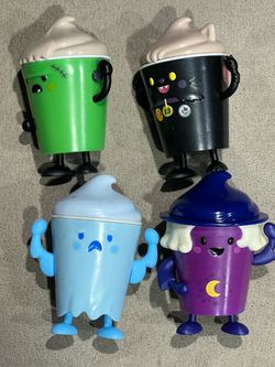 Wendys Kids Meal lot of 4 Frosty Frights Franken , Coolie Ghoulie Witch Purr cat