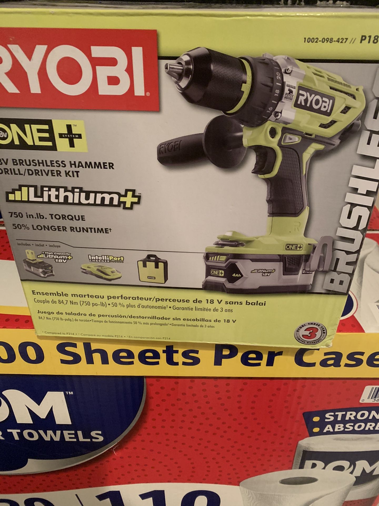 Ryobi 18v One+ Brushless Hammer Drill/driver Kit Brand New With Battery And Charger 