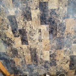 Pub Style Dining Kitchen Table And 3 Chairs Faux Marble