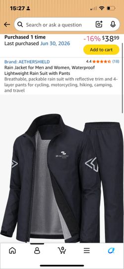 AETHERSHIELD Rain Suit with Pants, Waterproof Rain Jacket Set - Brand New