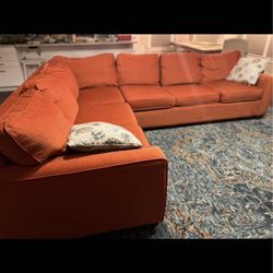 Stunning Bright Orange Sectional Sofa – Like New – $2,800 OBO