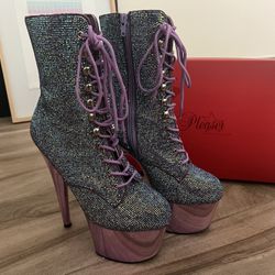 stripper Heels Pleasers 1020 Adore Lavender Chrome 