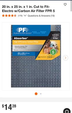 20 in. x 25 in. x 1 in. Cut to Fit-Electro w/Carbon Air Filter FPR 5