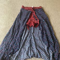 $10| Xhilaration Maxi Skort Size Small Floral Print Skirt Shorts Combo Boho