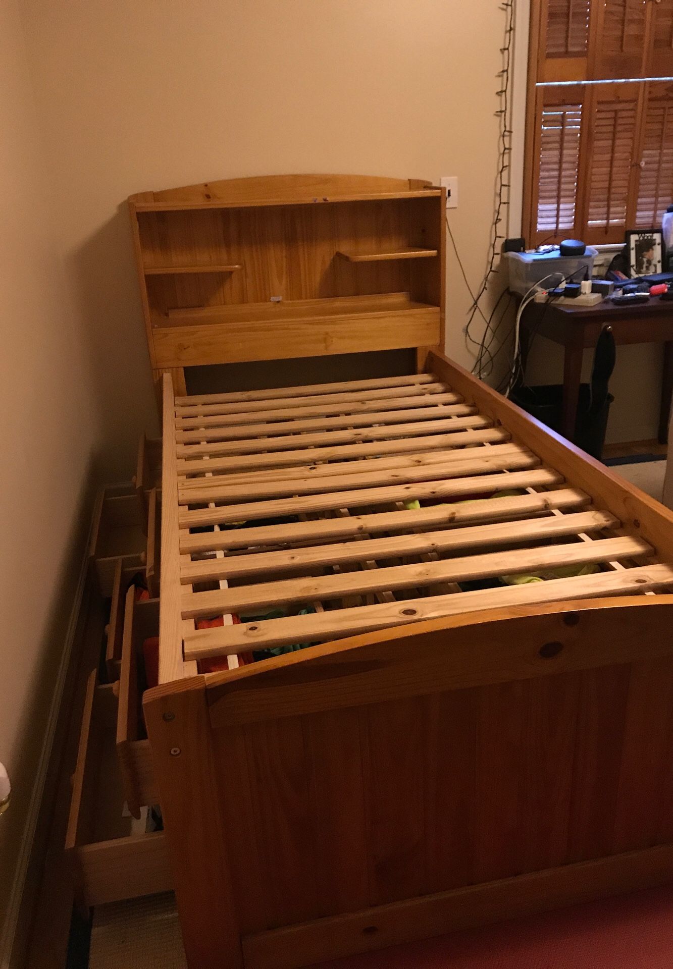Twin size bed with storage