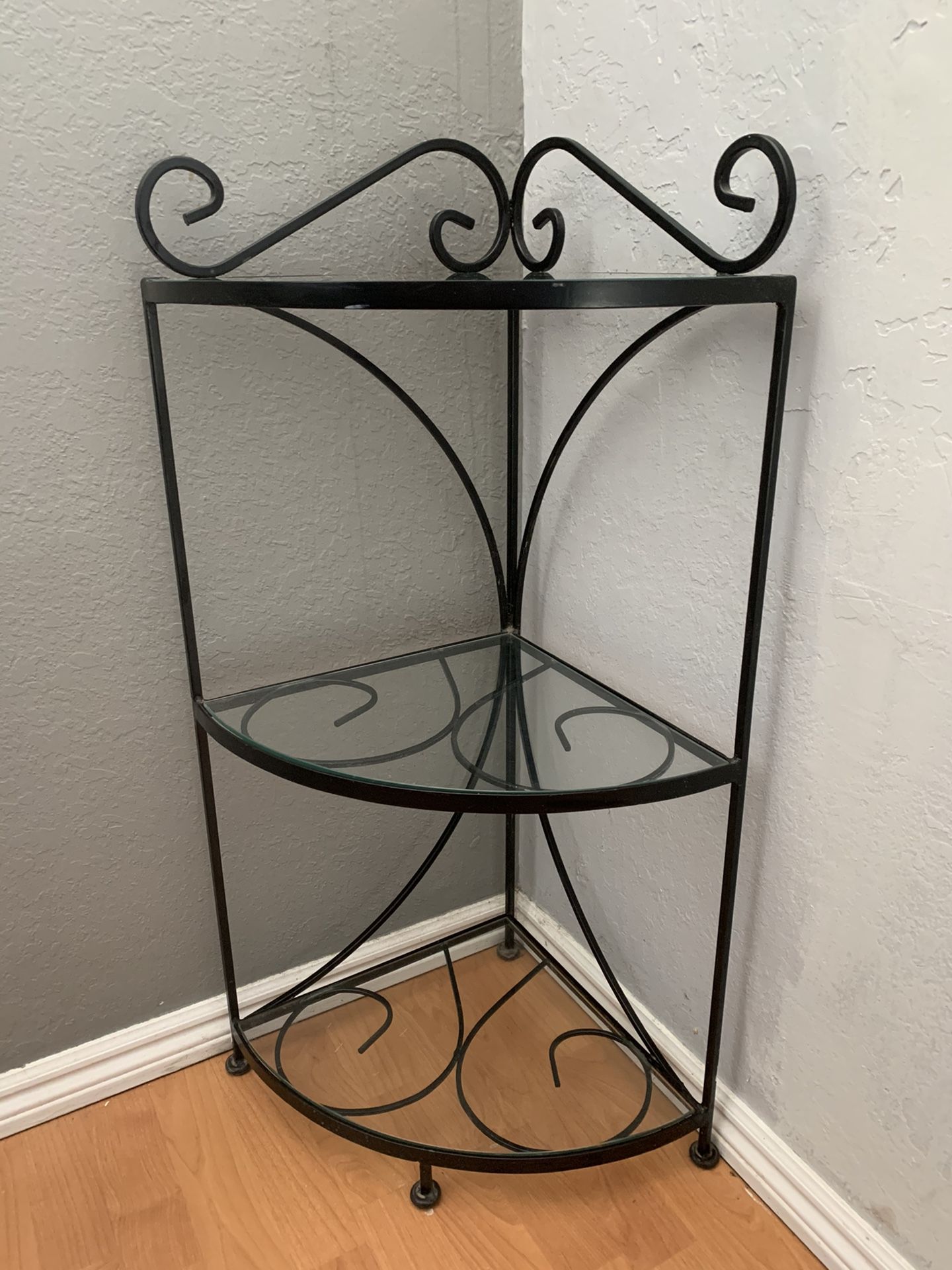 Wrought iron corner plant or book stand