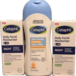 Cetaphil Bundle – 2x Night Facial Moisturizer + Ultra Gentle Soothing Body Wash