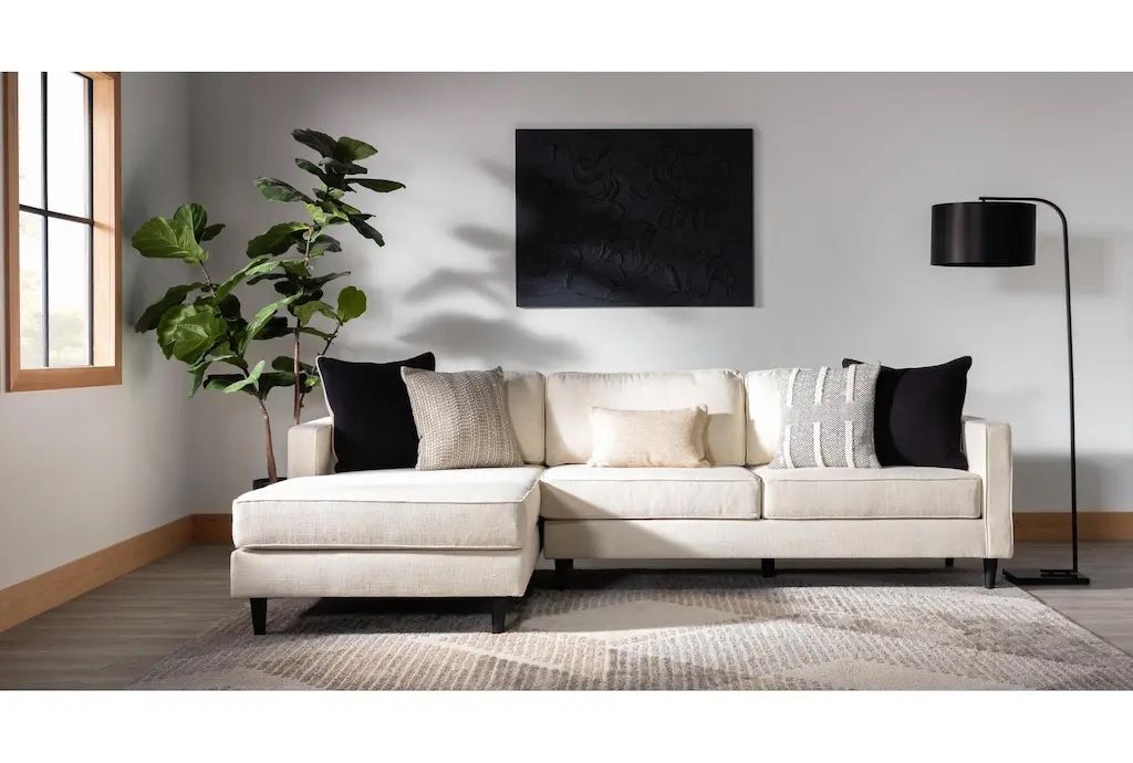 Living Spaces Calais II Oatmeal Beige 113" Sectional Left Arm Facing Chaise