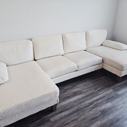 U-Shape Corduroy Sectional Couch 111