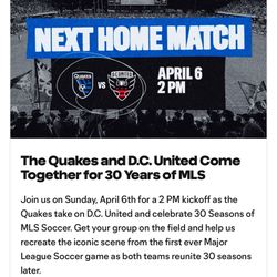  4 Ticket For earthquakes game