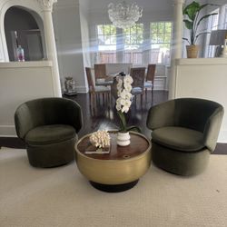 West Elm Brass And Walnut Coffee Table 