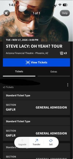 Steve Lacy Oh Yeah? Tour Ticket