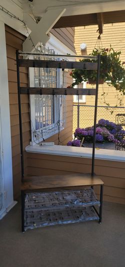 73” h metal hall tree with shoe storage bench entryway coat rack new assembled it already