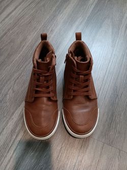 Brown Leather High-Top Sneaker Boots