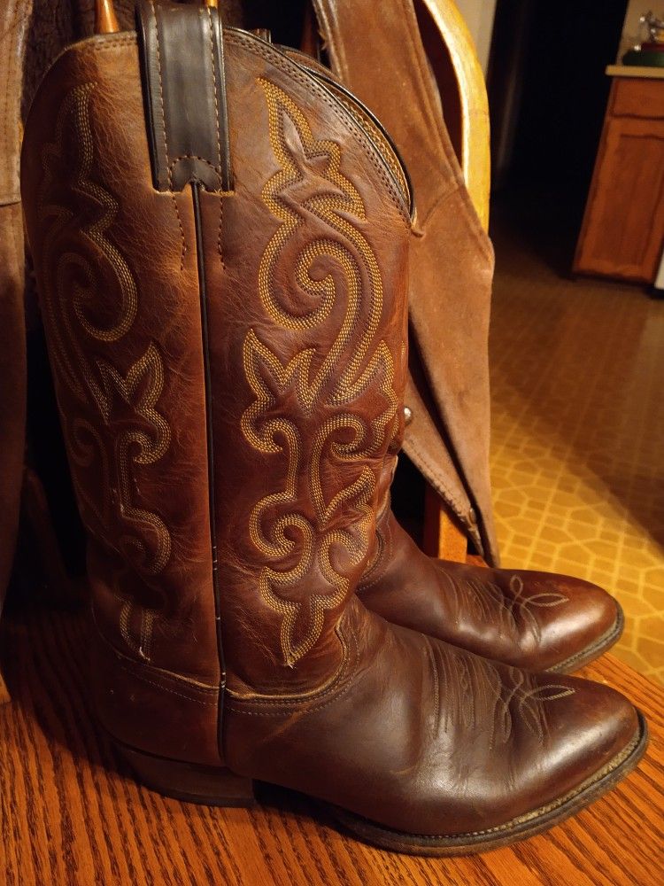 Justin Mens Cowboy Boots Size 10