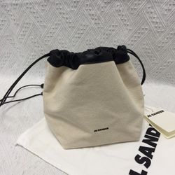 Jil Sander crossbody bag in canvas with leather trim
