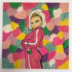 Hand Painted Android 18 Canvas “Dragon Ball Z)