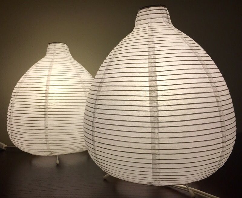 2 IKEA Väte Table Lamps Shade Rice Paper White