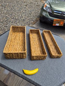 SET of 3 ORGANIZER SISAL WOVEN BASKETS-Excellent Condition!