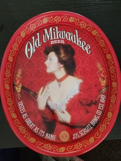 2 Available  -.Old Milwaukee Beer - Metal Serving Bar Tray