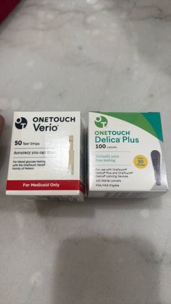 One touch very test strips (100) and One touch Delica plus lancets (100)