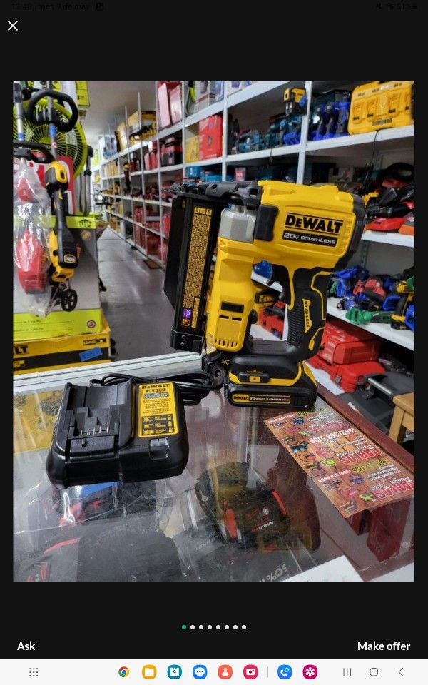 DEWALT 20V CORDLESS PIN NAILER 23GA XR BRUSHLESS (tool Only)kit Firm Price $250