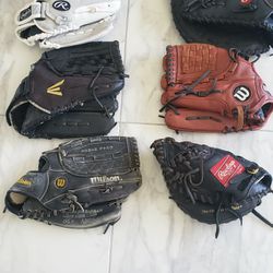 Baseball Glove (Lot of 6) Catchers, First Baseman, Outfielder Gloves 