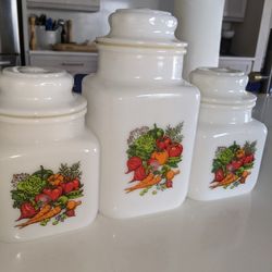 Vintage Milk Glass Pirates Canisters