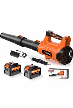 Electric Leaf Blower Cordless Brushless 21V with 2x6.0Ah Batteries &Charger 5 Speed Modes Super Blowers for Lawn Care Car Drying Patio Snow Leaves and