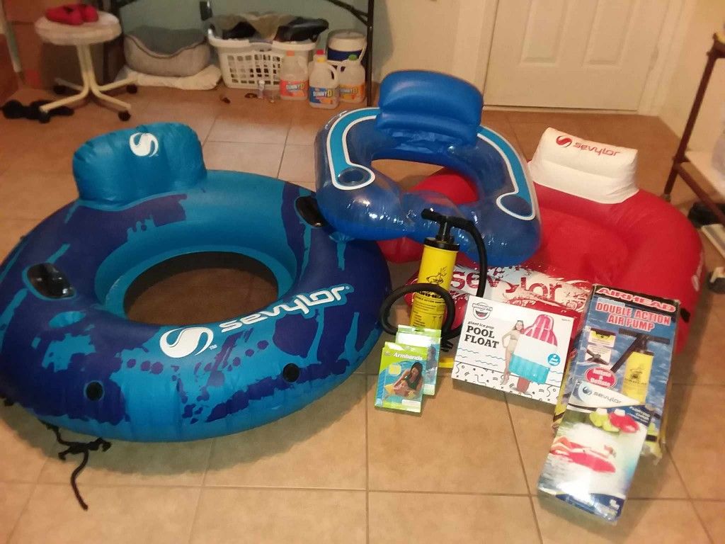 X7 Pool River Lake Water Arm Floaties Floating Chair Tube Double Action Air Pump Popsicle Float Lot