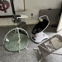 Free baby high chair, mat, baby recliner, and nomo (no plug)