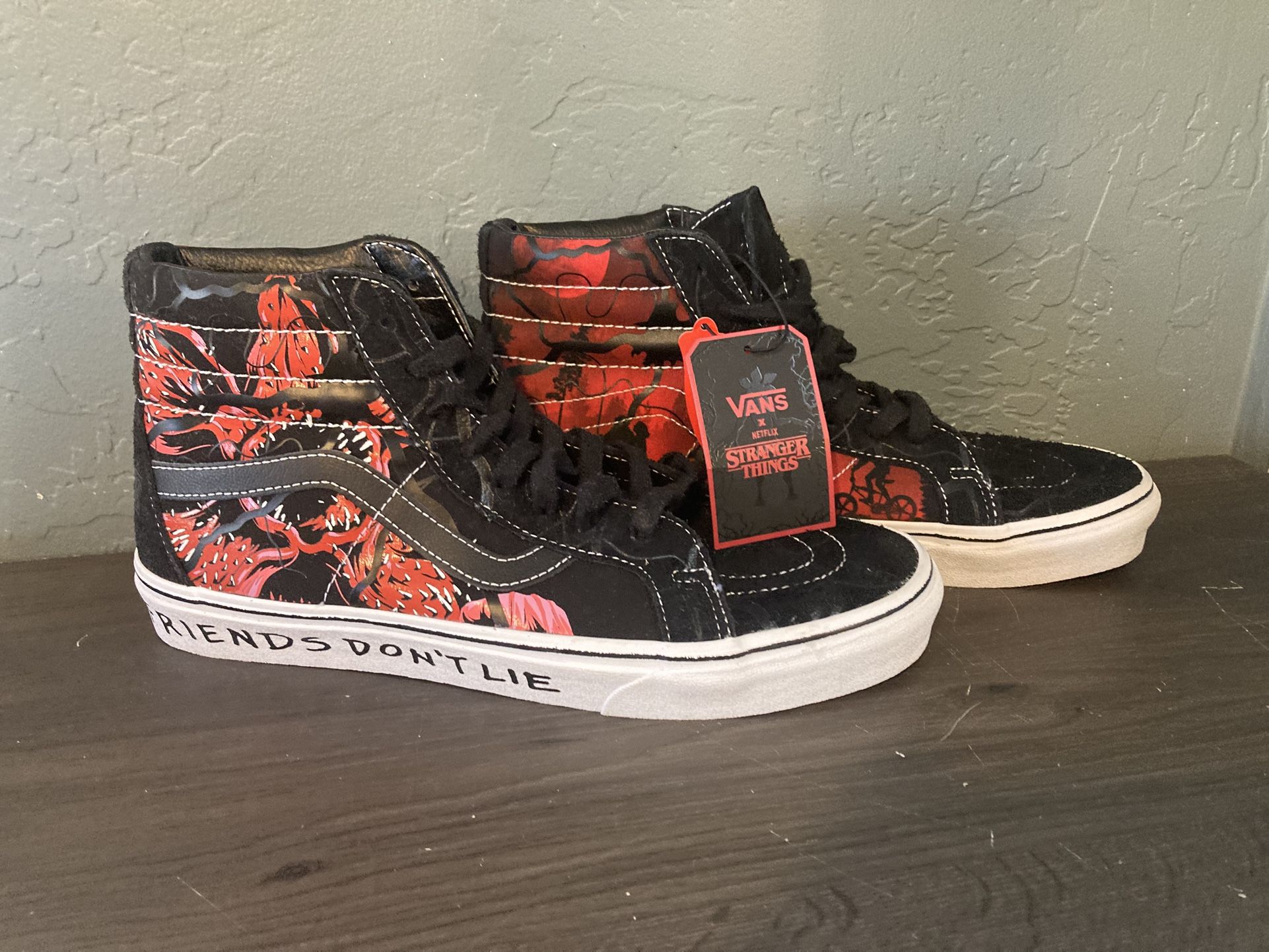 Men’s Size 11, STRANGER THINGS, Vans High Top Shoes. Friends Don’t Lie. New.