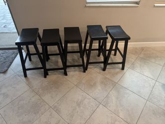 Counter Height Bar Stools Black Wooden Set Of 5