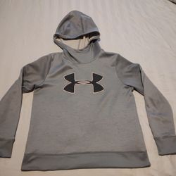 Under Armor Hoodie Pullover Sweatshirt Women's Medium Loose Gray Pink