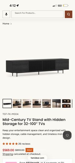 Mid-Century TV Stand with Hidden Storage