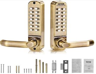 VEVOR Mechanical Keyless Entry Door Lock, 14 Keys, Mechanical Keypad With Handle, Double-Sided Stainless Steel Waterproof Keyless Gate Lock, For Home 